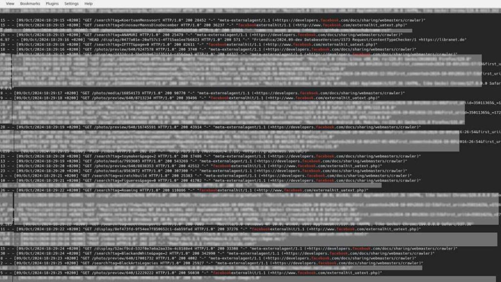 La schermata dei crawler di Meta