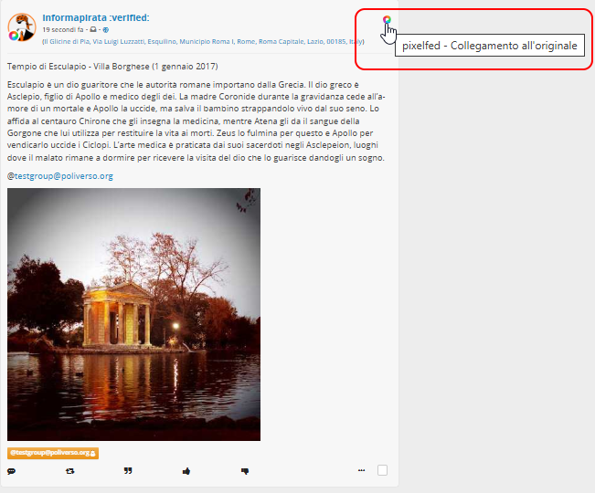Trovare il link federato su Friendica