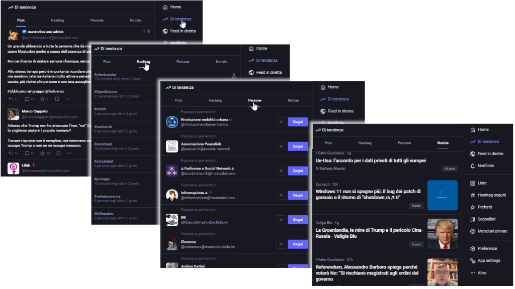 i contenuti in tendenza