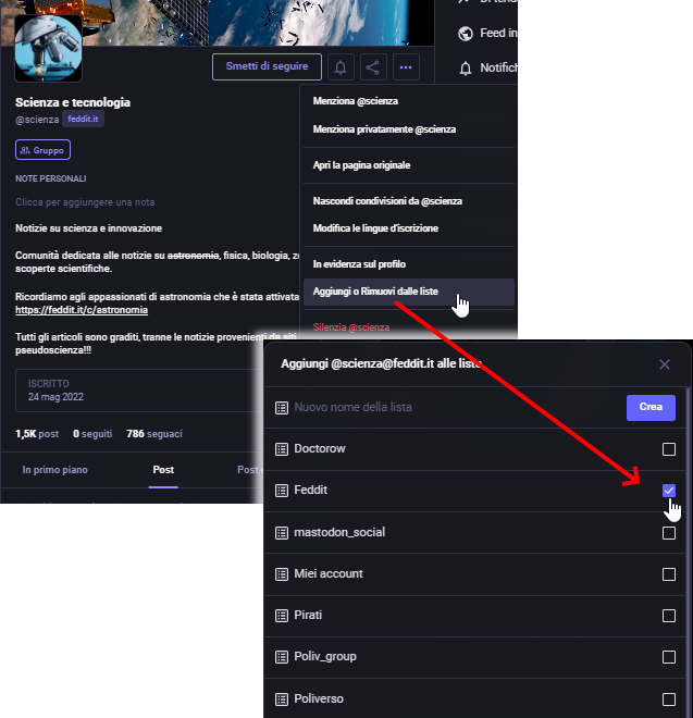 creare delle "liste"