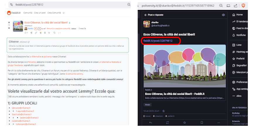 Un post originale Lemmy visualizzato da Lemmy  da Mastodon