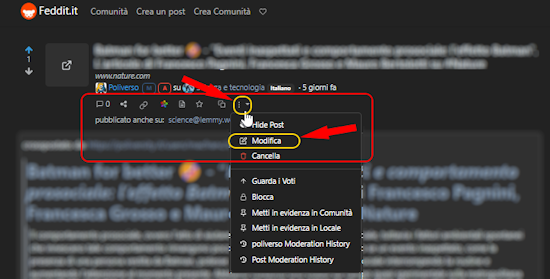 Come modificare un post già pubblicato