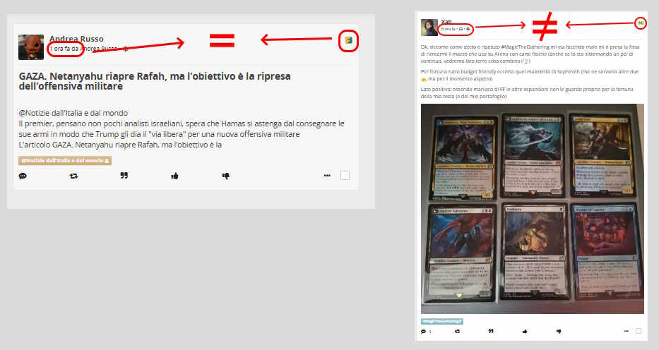 Due post su Friendica: uno originale e uno no