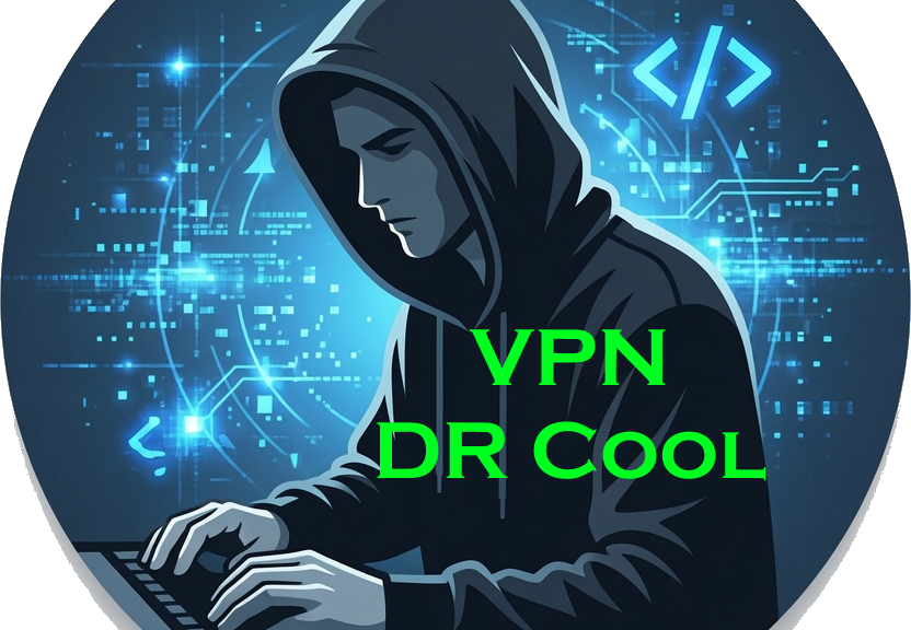 VPN DR Cool - Un haker con felpa e cappuccio digita tasti a caso su una tastiera