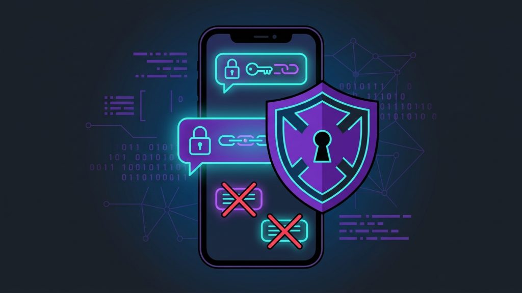 Difendere i diritti digitali e la sicurezza delle comunicazioni dalla sorveglianza di massa (immagine generata con Gemini): uno smartphone con due messaggi che non possono legere grazie alla crittografia.