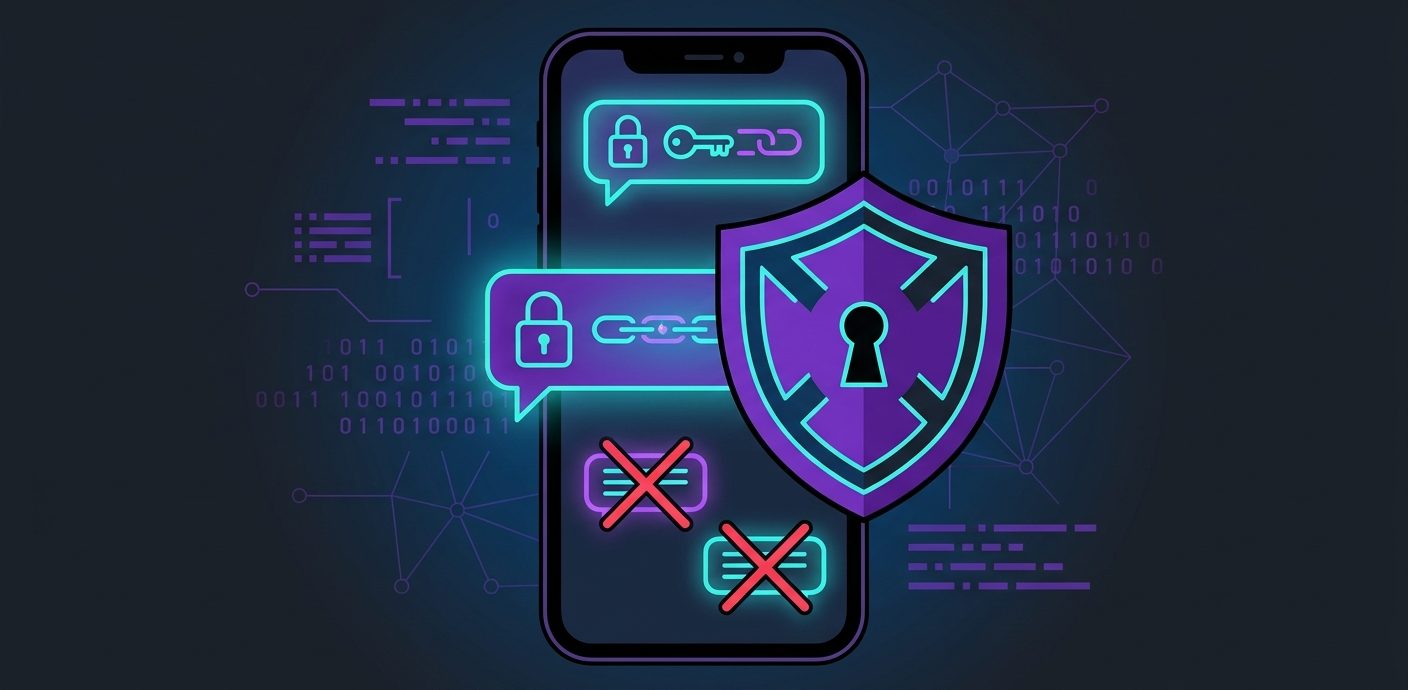 Difendere i diritti digitali e la sicurezza delle comunicazioni dalla sorveglianza di massa (immagine generata con Gemini): uno smartphone con due messaggi che non possono legere grazie alla crittografia.